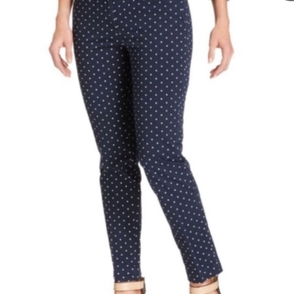 Nautica Textured Polka Dots Cropped Pants Dark Blue Size 12